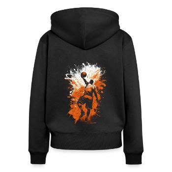 Basketballspieler - Frauen Premium Bio Zip Hoodie - Schwarz - Hinten - Julia (174cm)
