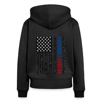 Cornhole Legend États-Unis - Sweat à capuche zippé Premium bio Femme - noir - Dos - Julia (174cm)