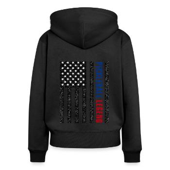 Légende du pickleball États-Unis - Sweat à capuche zippé Premium bio Femme - noir - Dos - Julia (174cm)
