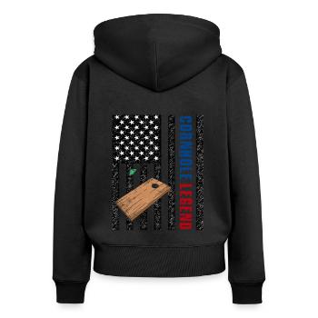 Cornhole Legend États-Unis - Sweat à capuche zippé Premium bio Femme - noir - Dos - Julia (174cm)