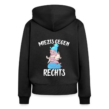 Trans miezen gegen rechts - Frauen Premium Bio Zip Hoodie - Schwarz - Hinten - Julia (174cm)