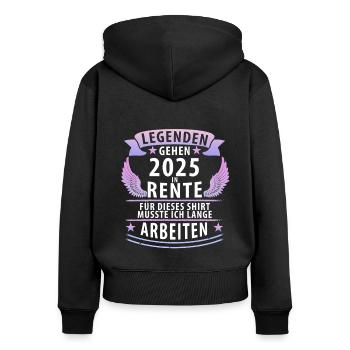 Eine Legende geht in Rente 2025 - Frauen Premium Bio Zip Hoodie - Schwarz - Hinten - Julia (174cm)