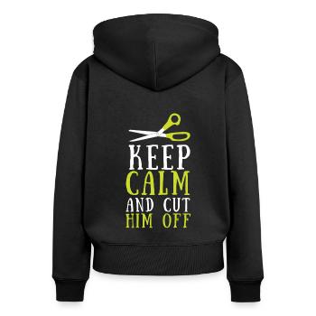 Restez calme et coupez-le - Sweat à capuche zippé Premium bio Femme - noir - Dos - Julia (174cm)