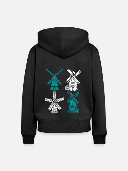 Netherlands Holland Windmill - Frauen Premium Bio Zip Hoodie - Schwarz