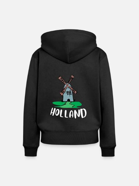 Netherlands Holland Windmill - Frauen Premium Bio Zip Hoodie - Schwarz