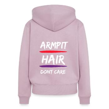 Féministe Anti Rasage Corps Velu - Sweat à capuche zippé Premium bio Femme - rose poudré - Dos - Julia (174cm)
