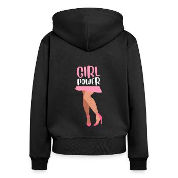 Féministe Anti Rasage Corps Velu - Sweat à capuche zippé Premium bio Femme - noir - Dos - Julia (174cm)