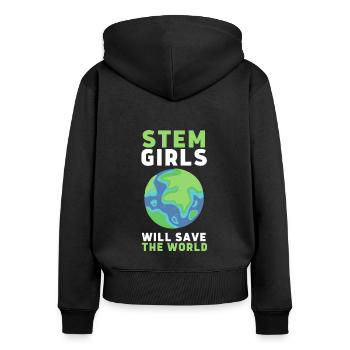 Female Stem Scientist Technology Student, - Women's Premium Organic Zip Hoodie - black - Back - Julia (174cm)