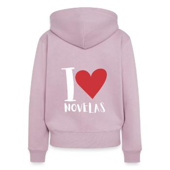 Telenovela Columbianas, émissions hispaniques et feuilletons - Sweat à capuche zippé Premium bio Femme - rose poudré - Dos - Julia (174cm)