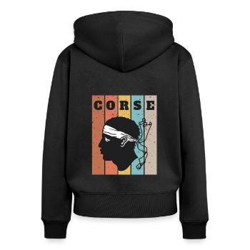 Corse Corsu Corssica 2B Head De Maure Corsica - Sweat à capuche zippé Premium bio Femme - noir - Dos - Julia (174cm)