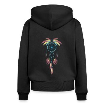 Native American Indian Abenaki - Frauen Premium Bio Zip Hoodie - Schwarz - Hinten - Julia (174cm)