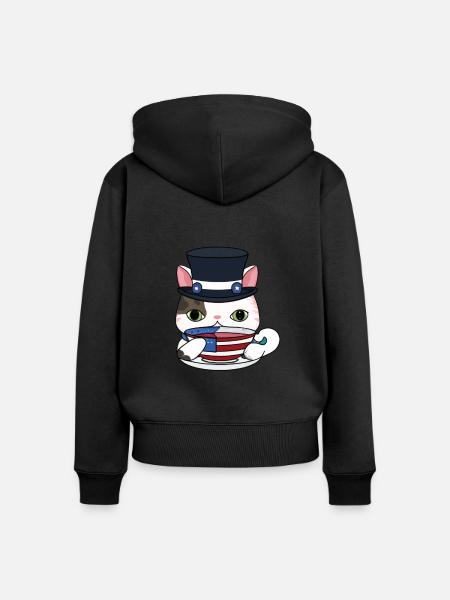 Cat Art History - Frauen Premium Bio Zip Hoodie - Schwarz