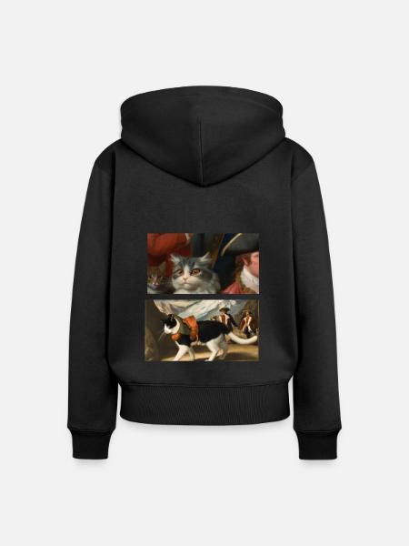 Cat Art History - Frauen Premium Bio Zip Hoodie - Schwarz
