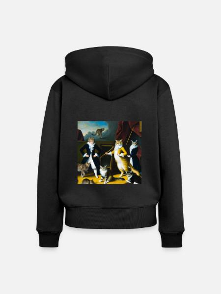 Cat Art History - Frauen Premium Bio Zip Hoodie - Schwarz