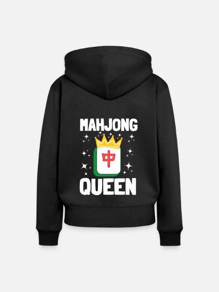 Cats Playing Mahjong - Frauen Premium Bio Zip Hoodie - Schwarz