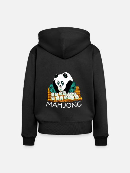 Cats Playing Mahjong - Frauen Premium Bio Zip Hoodie - Schwarz