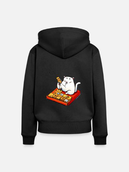 Cats Playing Mahjong - Frauen Premium Bio Zip Hoodie - Schwarz