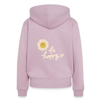 Journée internationale du bonheur - Sweat à capuche zippé Premium bio Femme - rose poudré - Dos - Julia (174cm)