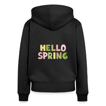 Premier jour de l’équinoxe de printemps - Sweat à capuche zippé Premium bio Femme - noir - Dos - Julia (174cm)