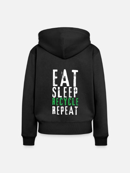 Recycle, I Love Recycling - Frauen Premium Bio Zip Hoodie - Schwarz