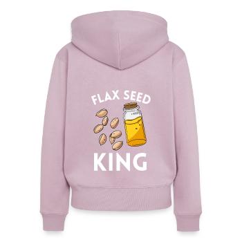 Superfood Flax Oil - Women's Premium Organic Zip Hoodie - dusky pink - Back - Julia (174cm)