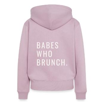 Babes Who Brunch Squat - Women's Premium Organic Zip Hoodie - dusky pink - Back - Julia (174cm)
