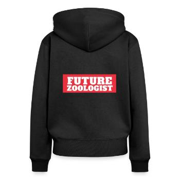 Future Zoologist Birthday Wildlife - Sweat à capuche zippé Premium bio Femme - noir - Dos - Julia (174cm)