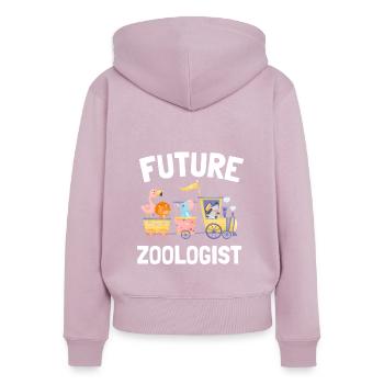 Future Zoologist Birthday Wildlife - Sweat à capuche zippé Premium bio Femme - rose poudré - Dos - Julia (174cm)