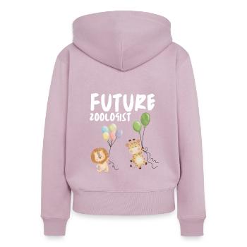 Future Zoologist Birthday Wildlife - Sweat à capuche zippé Premium bio Femme - rose poudré - Dos - Julia (174cm)