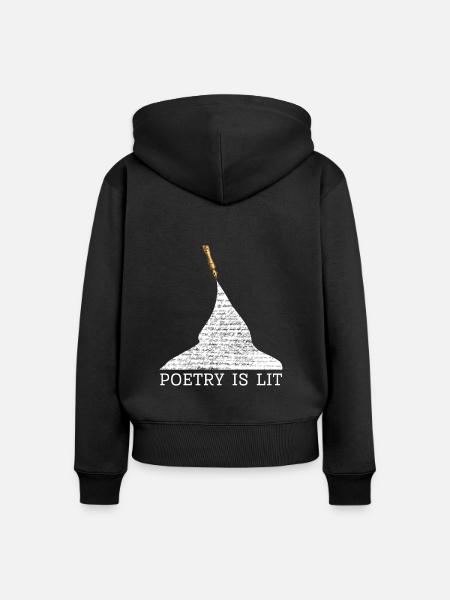Poetry Is Lit - Frauen Premium Bio Zip Hoodie - Schwarz