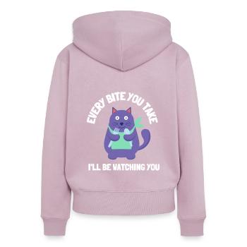 Fat Cat Obesity - Frauen Premium Bio Zip Hoodie - Altrosa - Hinten - Julia (174cm)