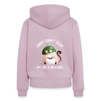 Fat Cat Obesity - Frauen Premium Bio Zip Hoodie - Altrosa - Hinten - Julia (174cm)