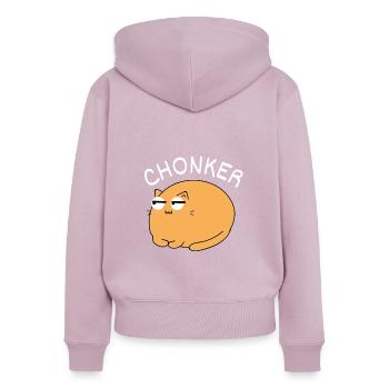 Chonk Cat Obesity - Frauen Premium Bio Zip Hoodie - Altrosa - Hinten - Julia (174cm)