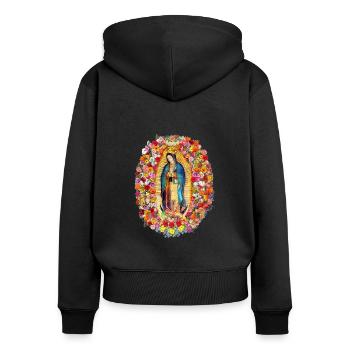 Notre-Dame de Guadalupe Vierge Marie - Sweat à capuche zippé Premium bio Femme - noir - Dos - Julia (174cm)