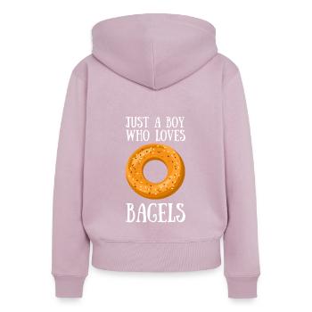 Sesame Bagel New York Jewish Deli - Frauen Premium Bio Zip Hoodie - Altrosa - Hinten - Julia (174cm)