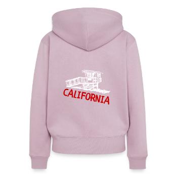 California This Place - Women's Premium Organic Zip Hoodie - dusky pink - Back - Julia (174cm)