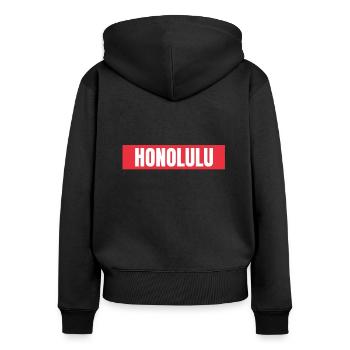 Waikiki Honolulu Island - Women's Premium Organic Zip Hoodie - black - Back - Julia (174cm)