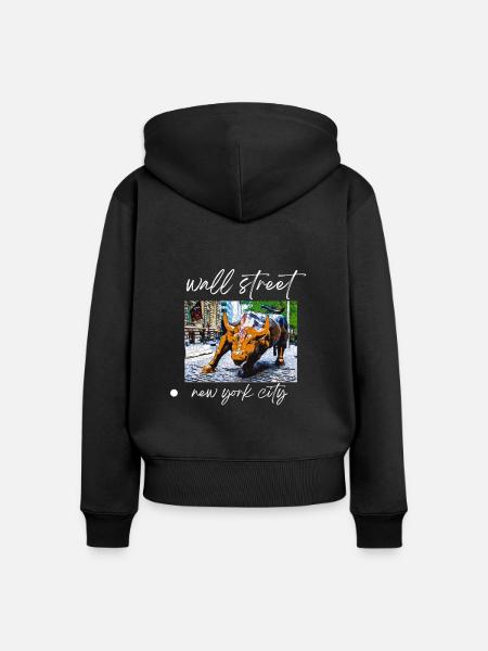 NY Stock Exchange Bull - Frauen Premium Bio Zip Hoodie - Schwarz
