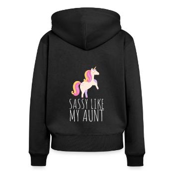 Aunt Niece Matching - Im sassy like my aunt - Frauen Premium Bio Zip Hoodie - Schwarz - Hinten - Julia (174cm)