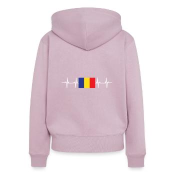African Flag - Chad - Women's Premium Organic Zip Hoodie - dusky pink - Back - Julia (174cm)