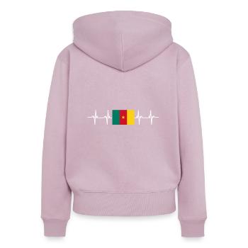African Flag - Cameroon - Women's Premium Organic Zip Hoodie - dusky pink - Back - Julia (174cm)