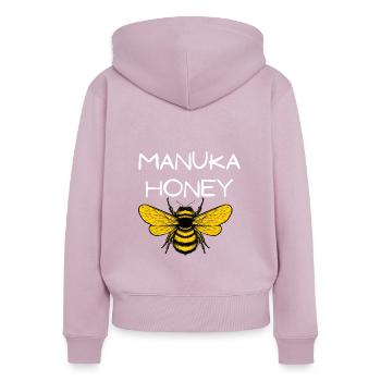 Apiculteur néo-zélandais - Manuka Honey - Sweat à capuche zippé Premium bio Femme - rose poudré - Dos - Julia (174cm)