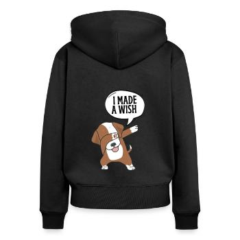 J’ai fait un vœu maman et moi - Sweat à capuche zippé Premium bio Femme - noir - Dos - Julia (174cm)