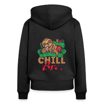 Sloth Chill Bro C’est comme ça - Sweat à capuche zippé Premium bio Femme - noir - Dos - Julia (174cm)