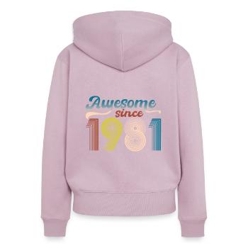 Vintage 1981 Retro Bitrthday Limited Edition. - Frauen Premium Bio Zip Hoodie - Altrosa - Hinten - Julia (174cm)