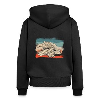 Illustration d’alligator de reptile animal - Sweat à capuche zippé Premium bio Femme - noir - Dos - Julia (174cm)