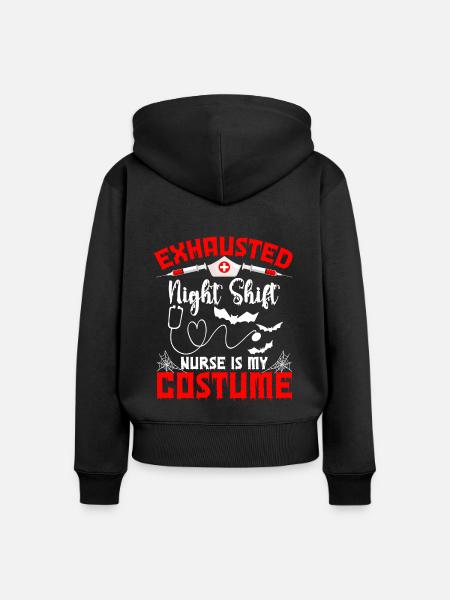 Halloween Erschöpfte Nachtschichtkrankenschwester - Frauen Premium Bio Zip Hoodie - Schwarz