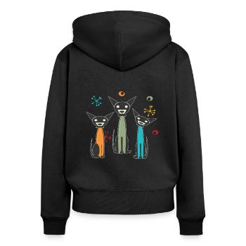 La vie est meilleure avec les chats - Sweat à capuche zippé Premium bio Femme - noir - Dos - Julia (174cm)