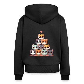 La vie est meilleure avec les chats - Sweat à capuche zippé Premium bio Femme - noir - Dos - Julia (174cm)