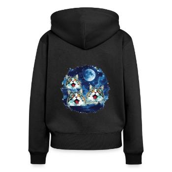La vie est meilleure avec les chats - Sweat à capuche zippé Premium bio Femme - noir - Dos - Julia (174cm)